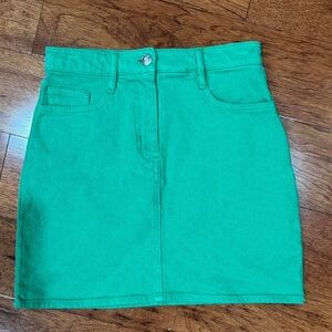 Aritizia Wilfred Free Kelly Green Denim Skirt NWOT 0